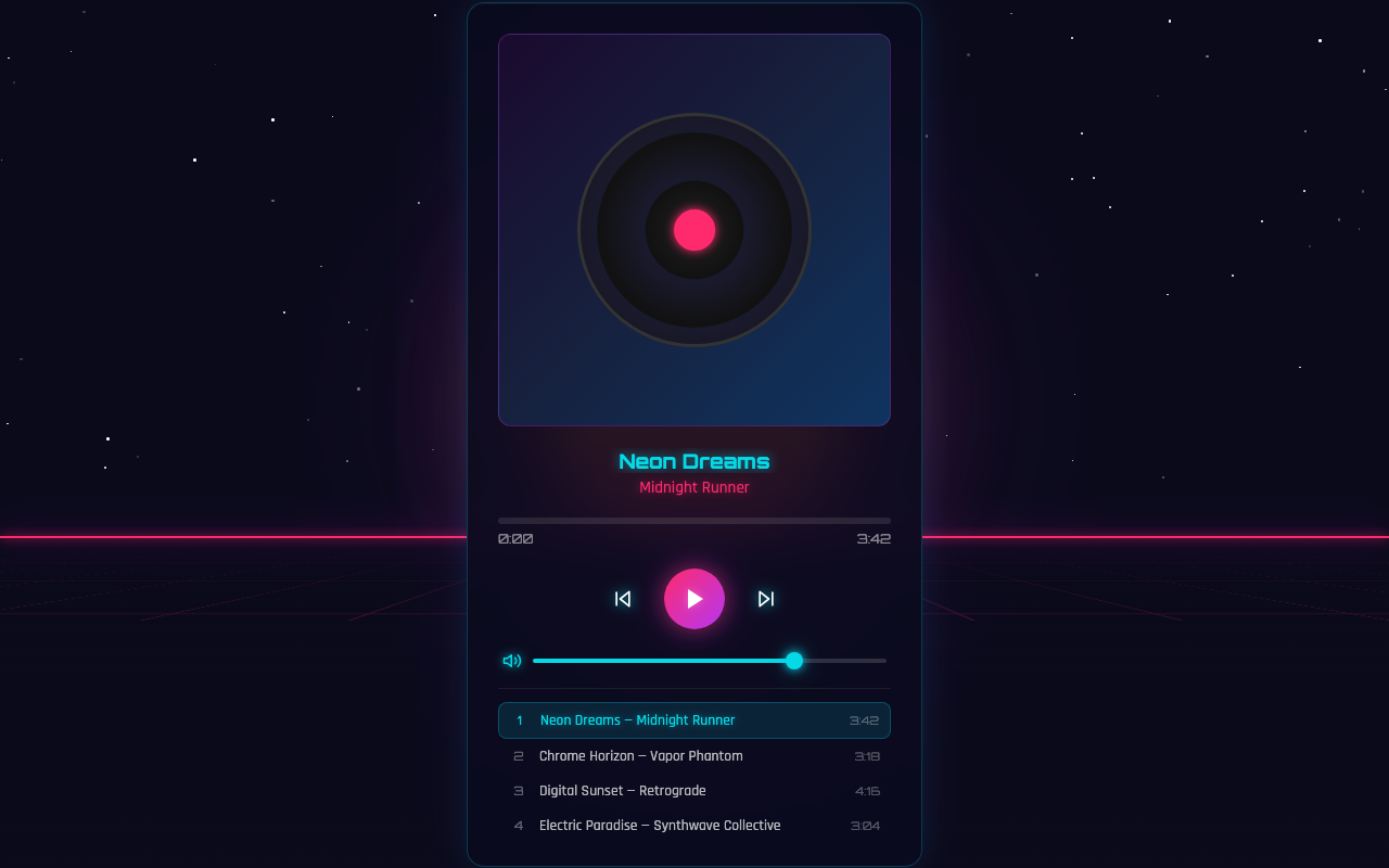 poolside/laguna-xs-2.1:free - Synthwave music player