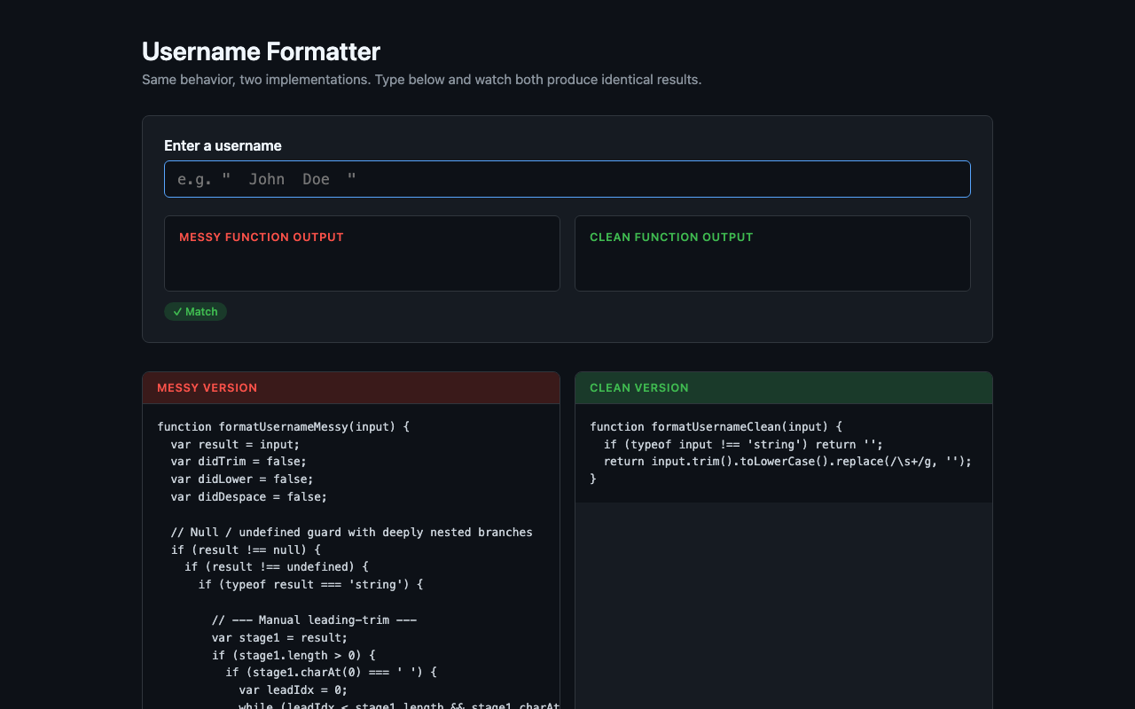 deepseek/deepseek-v4-pro - Refactor messy code